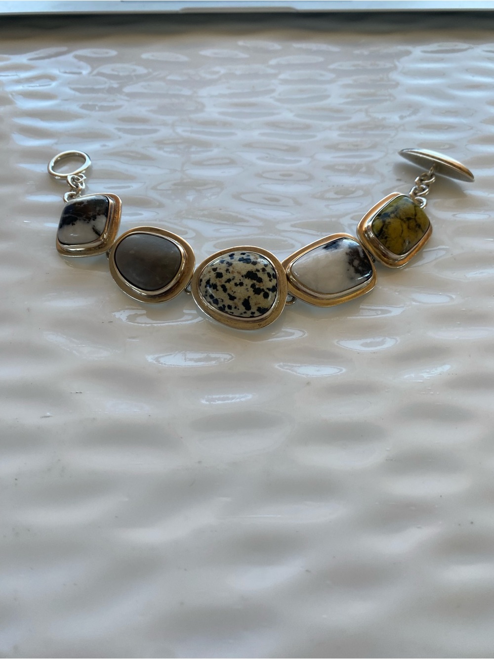 Multi-Color Natural Stone Link Bracelet B0617 Silpada Vintage - Picture 4 of 8